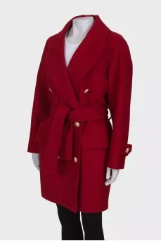 Double-breasted wool coat