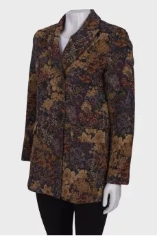 Jacquard coat with buttons
