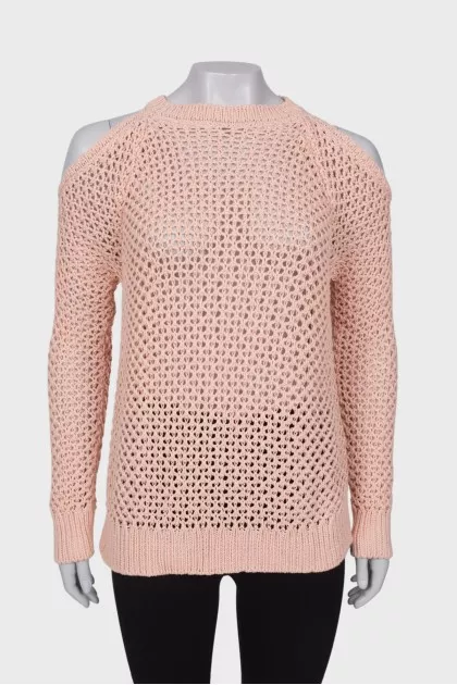 Knitted jumper with open shoulders 