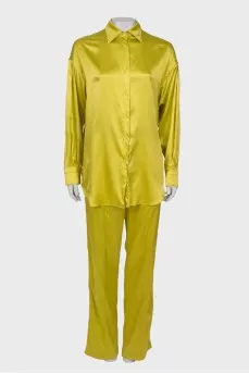 Light green silk suit