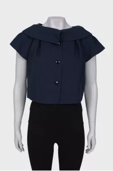 Cropped blue jacket, with tag