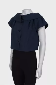 Cropped blue jacket, with tag