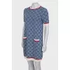 Blue dress with branded pattern