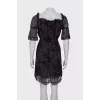 Black dress with print and lace