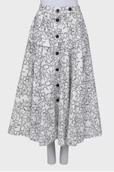 Button printed skirt