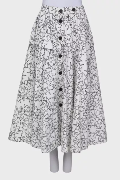 Button printed skirt