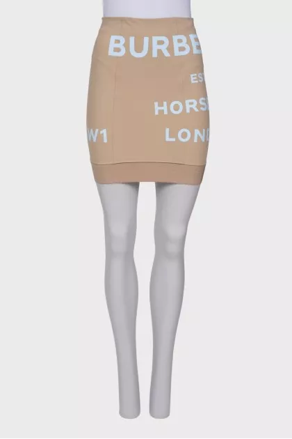 Beige skirt with brand print