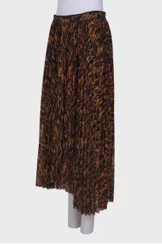Leopard print pleated skirt
