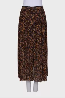 Leopard print pleated skirt