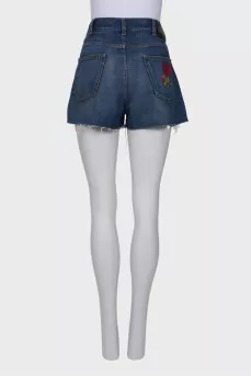 Denim shorts with embroidered pocket