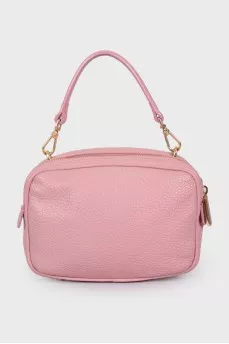 Pink leather shoulder bag