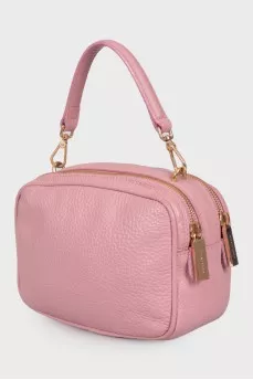 Pink leather shoulder bag