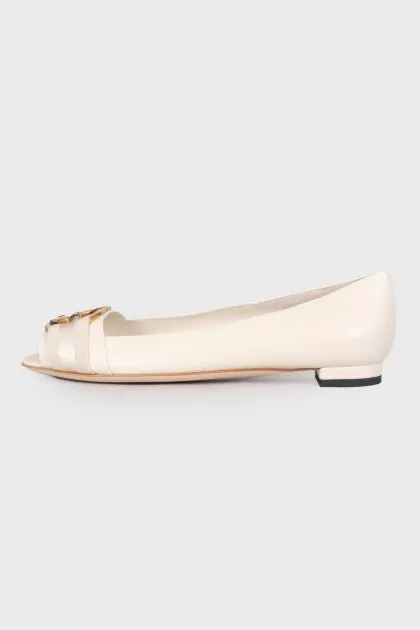 Open toe leather ballerina shoes