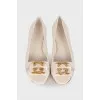 Open toe leather ballerina shoes