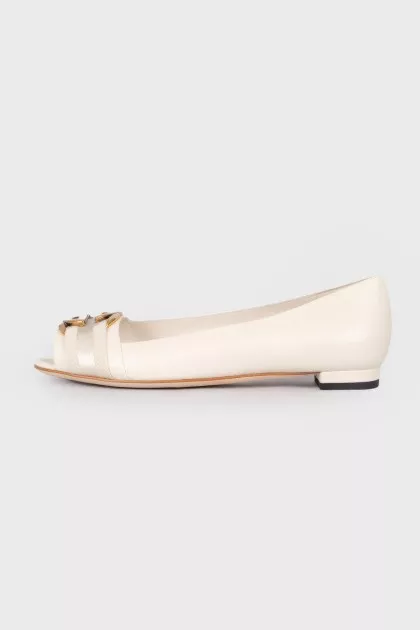 Open toe leather ballerinas