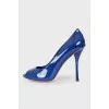 Blue peep toe shoes