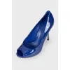 Blue peep toe shoes