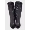 Peep-toe leather boots