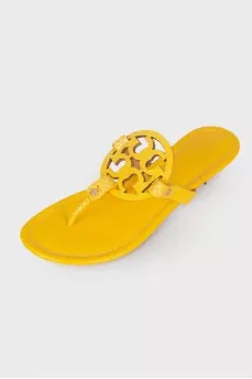 Yellow leather slippers