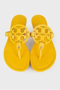 Yellow leather slippers