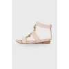 Suede sandals with golden chain