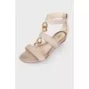 Suede sandals with golden chain