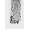 Silver sequin scarf with tag