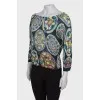 Navy blue print blouse