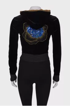 Velor jumper with back embroidery