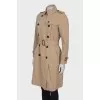 Beige double-breasted trench coat