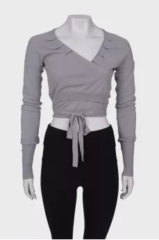 Gray wrap top