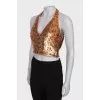 Top in print embroidered with sequins