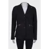 Navy blue jacket with gold hardware