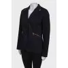 Navy blue jacket with gold hardware