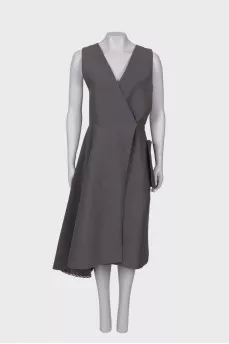 Gray wrap dress with pocket