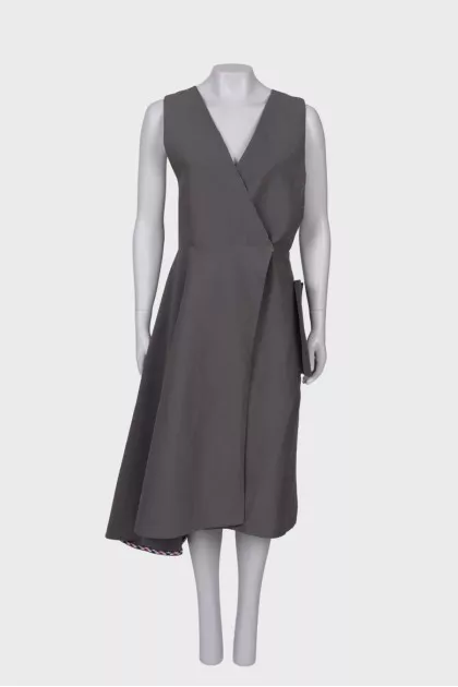 Gray wrap dress with pocket