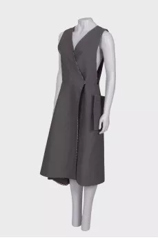 Gray wrap dress with pocket
