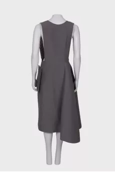 Gray wrap dress with pocket