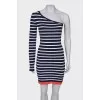 Off-the-shoulder striped dress