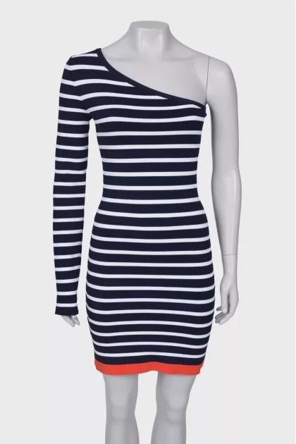 Off-the-shoulder striped dress