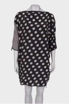 Silk dress in mixed print
