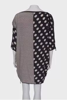 Silk dress in mixed print