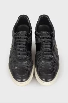 Men's black leather sneakers