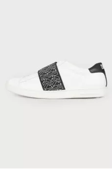Leather sneakers with textile detail