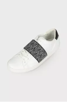Leather sneakers with textile detail