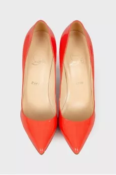 Orange leather pumps