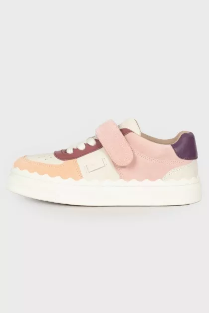 Combined leather sneakers