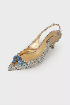 Tweed shoes with rhinestones