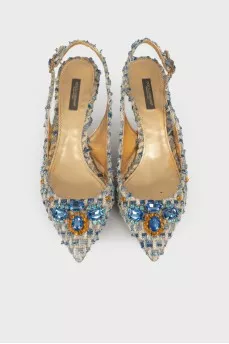 Tweed shoes with rhinestones