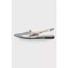 Silver pointed toecap ballerina shoes